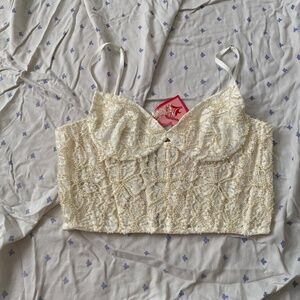 Dyspnea beaded bustier tank in ivory